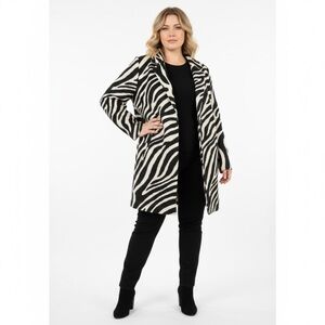 BNWT‎ Statement Zebra Print Lapel Coat Cleo Black & Cream Patterned XL Tall Warm
